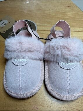 BearPaw Pink Faux-Fur Baby/ Toddler Slip-On Clogs